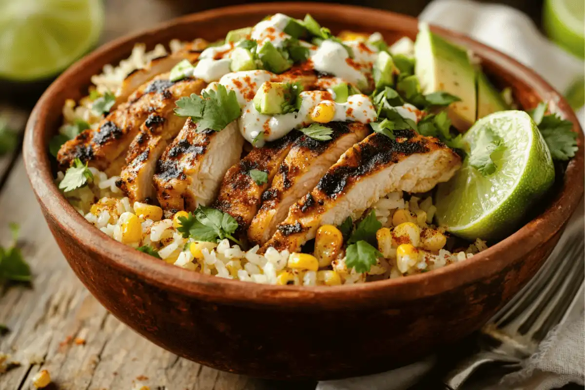 Street Corn Chicken Rice Bowl