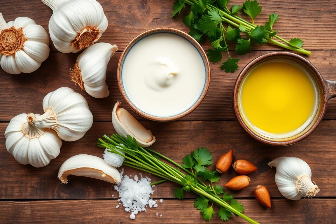 What is creamy garlic sauce made of?