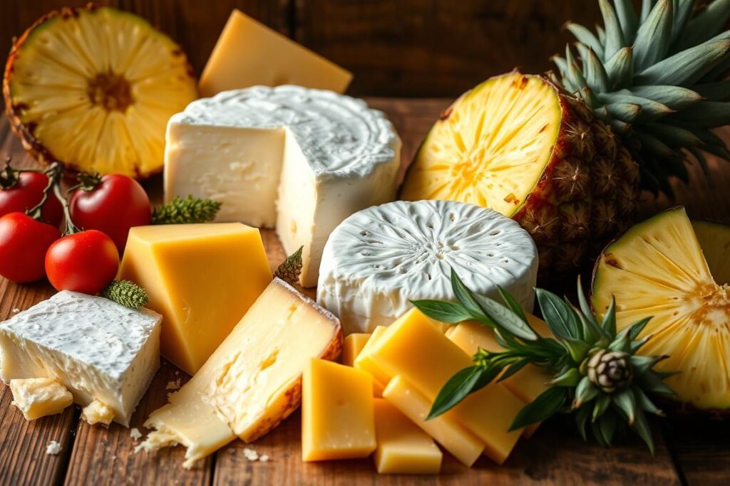 What kind of cheese is good with pineapple?