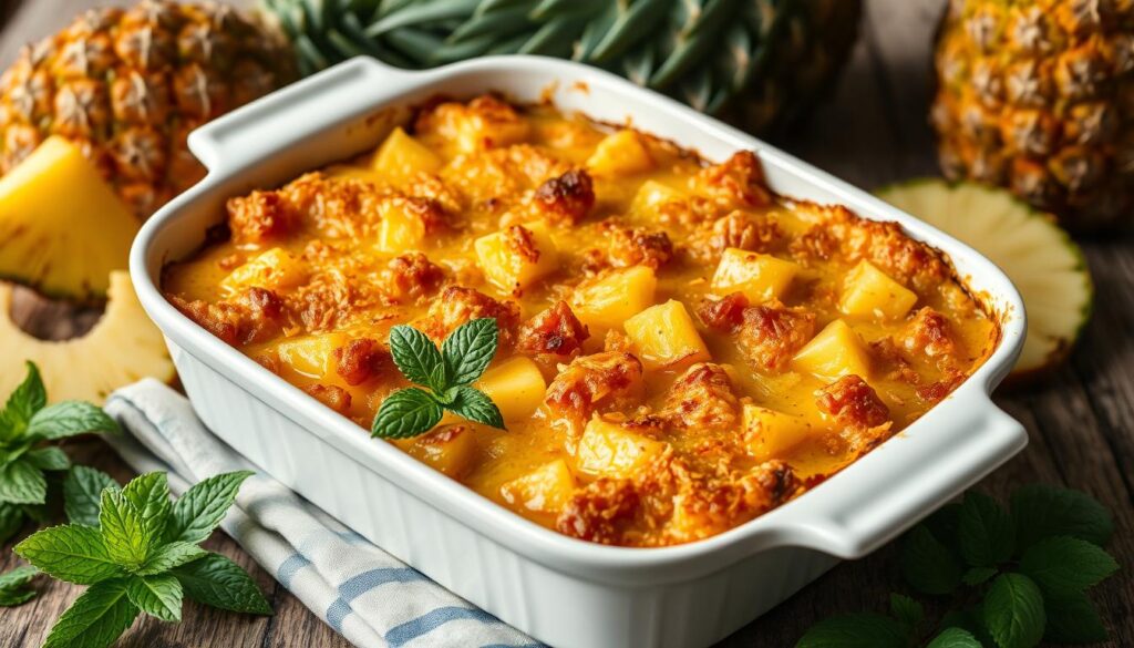 golden brown pineapple casserole